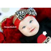 Red Headband With Leopard Satin Bow Hair Clip H787 